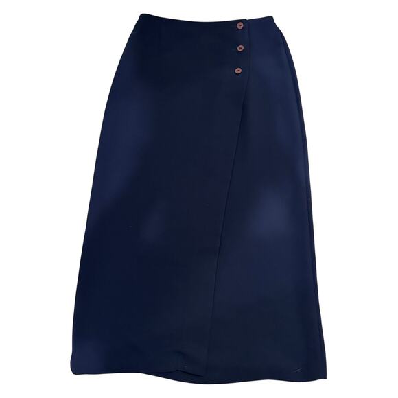 St. Michel Marks & Spencer Women's Midi Wrap Skirt, Dark Navy, size US 6 (UK 10) - Picture 1 of 8